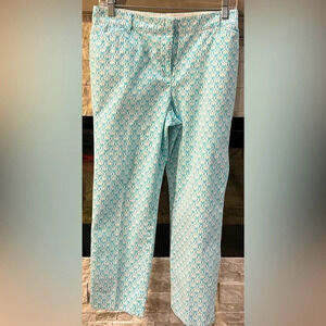 Talbots summer teal and white pants, size 8